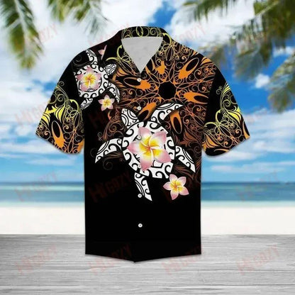 Turtle Floral Hawaiian Shirt Summer Short Sleeve Best Hawaiian Shirts Funny Hawaiian Shirts, Hawaiian Shirt Gift, Christmas Gift