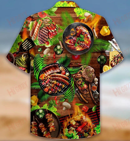 Chilling And Grilling Barbecue Unisex Hawaiian Shirt Hobbies Short Sleeve Tactical Hawaiian Shirt Hawaiian Shirts For Men, Hawaiian Shirt Gift, Christmas Gift