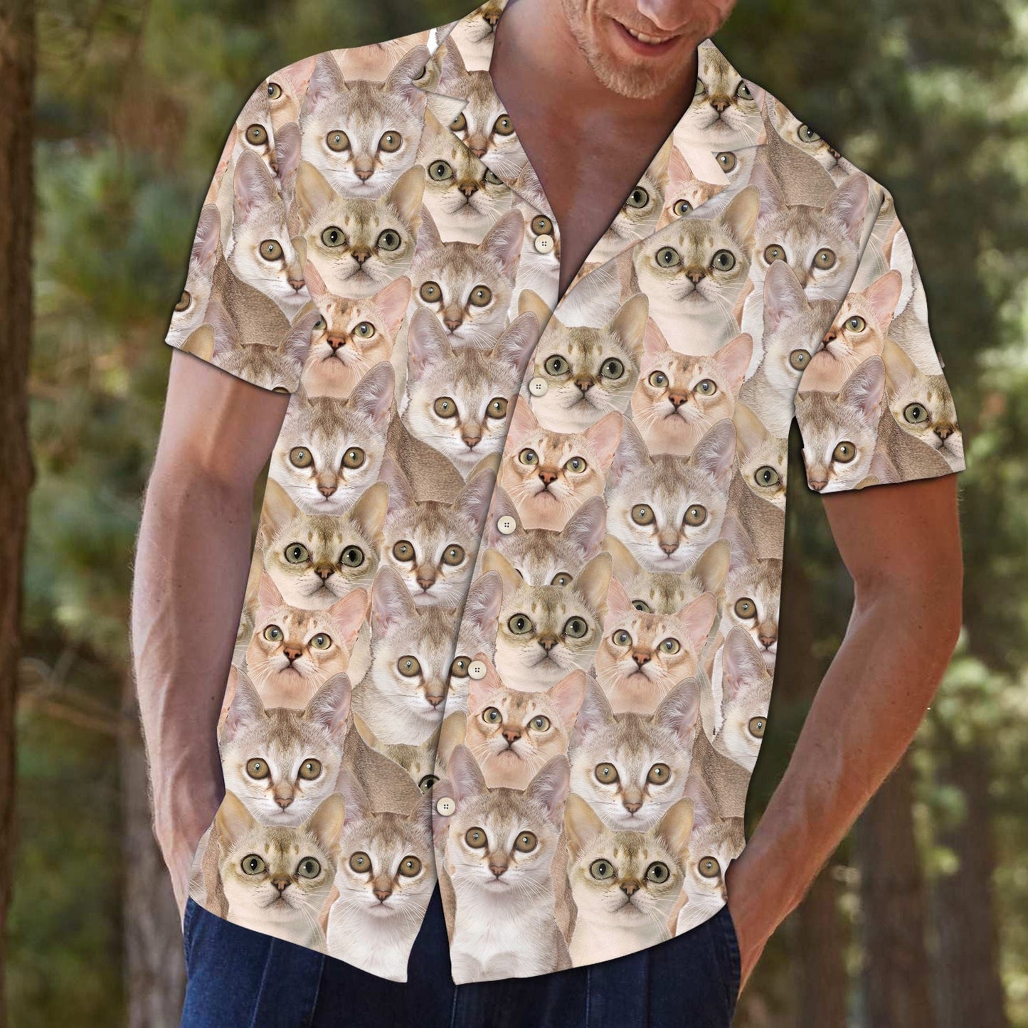 Awesome Singapura Cat Face Gift For Cat Lovers Hawaiian Shirt, Hawaiian Shirt Gift, Christmas Gift