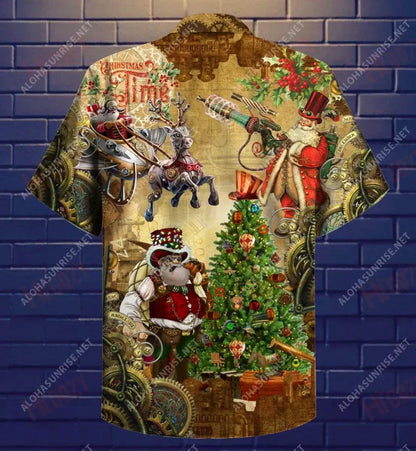 Steampunk Christmas Short Short Sleeve Shirt Hobbies Hawaiian T Shirts Best Hawaiian Shirts Hawaiian Shirts For Women, Hawaiian Shirt Gift, Christmas Gift