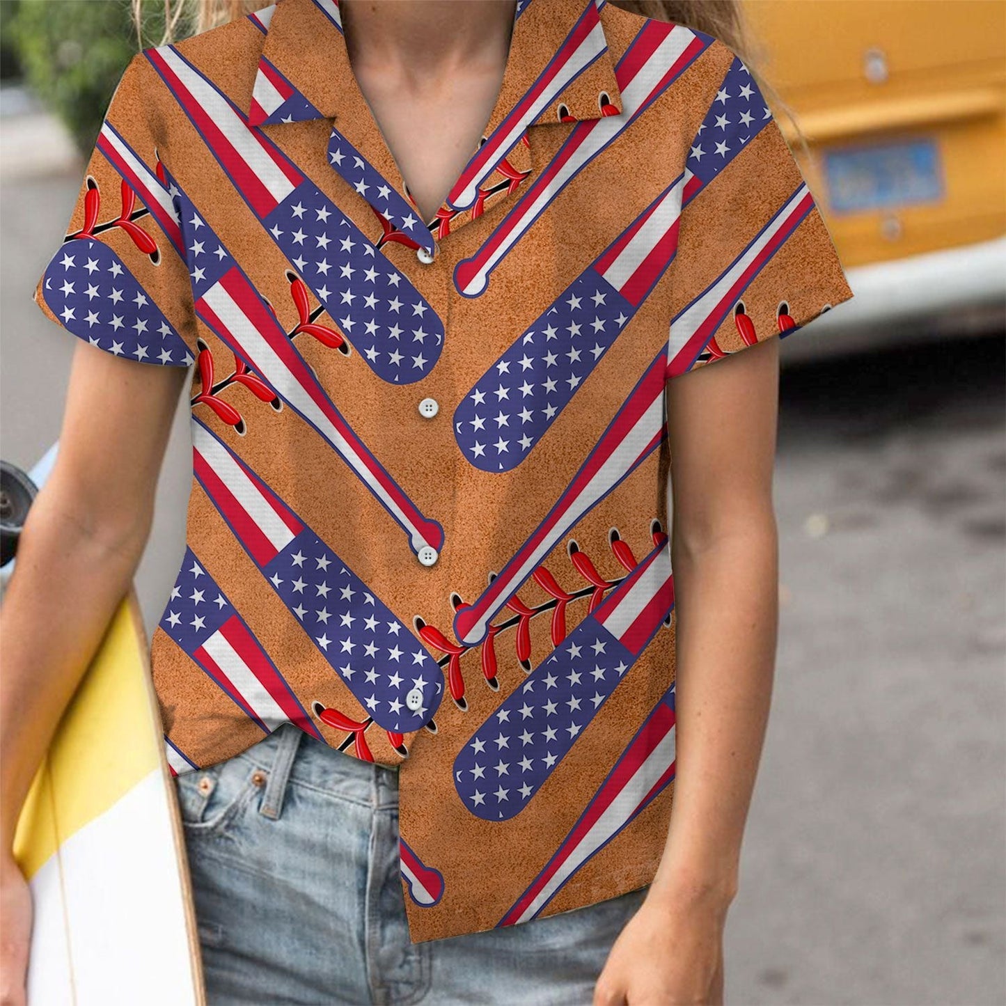 American Flag Baseball Bat Vintage Pattern Hawaiian Shirt, Hawaiian Shirt Gift, Christmas Gift