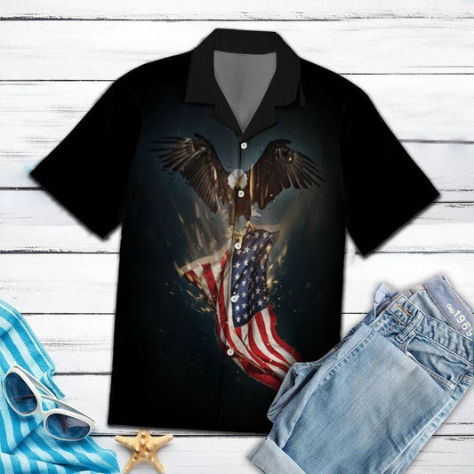 Amazing Eagle With America Flag Painting Pattern Hawaiian Shirt, Hawaiian Shirt Gift, Christmas Gift