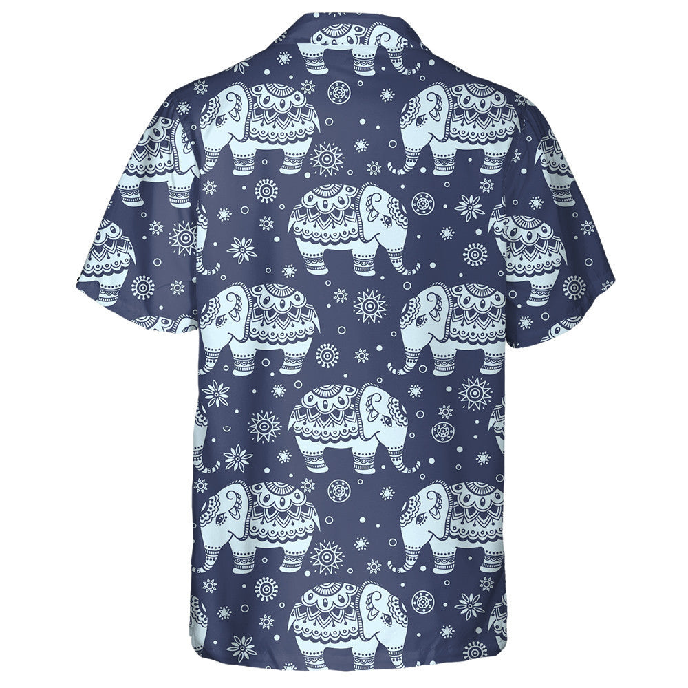 Tribal Background With Elephant Indian Ethnic Hawaiian Shirt,Hawaiian Shirt Gift, Christmas Gift