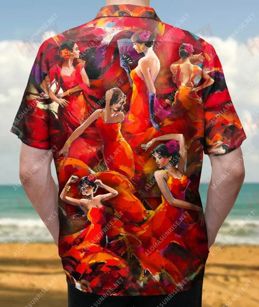 Flamenco Dancers Unisex Short Sleeve Shirt Summer Tropical Shirts Hawaiian Crazy Shirts Hawaiian Shirt Pattern_ Hawaiian Shirt Gift, Christmas Gift
