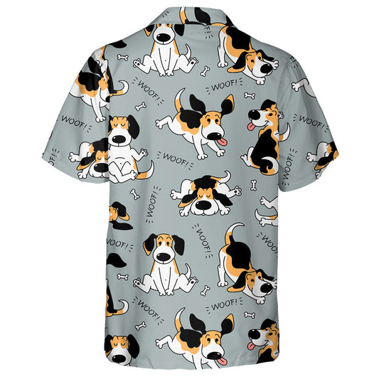 Funny Beagle Active Dog In Cartoon Sketch Style Hawaiian Shirt, Hawaiian Shirt Gift, Christmas Gift