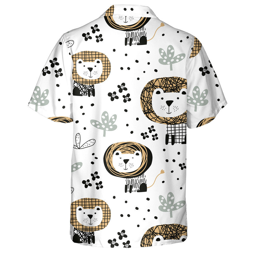 Simple Background With Lion Leaf And Flower Hawaiian Shirt, Hawaiian Shirt Gift, Christmas Gift