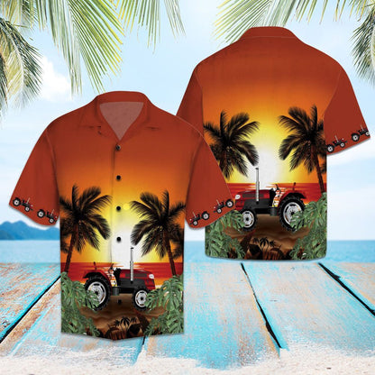 Amazing Legend Tractor Palm Tree Beach Sunset Pattern Hawaiian Shirt, Hawaiian Shirt Gift, Christmas Gift
