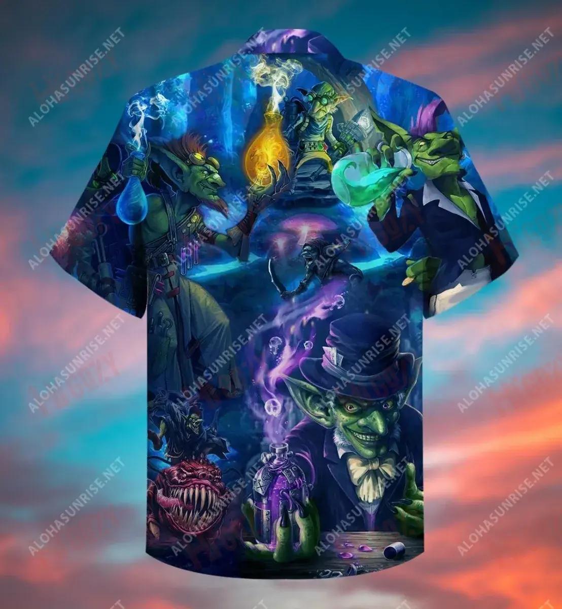 Goblin Witch Short Hawaiian Shirt Summer Aloha Shirt Best Hawaiian Shirts Hawaiian Shirts For Men, Hawaiian Shirt Gift, Christmas Gift