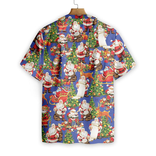 Blue Violet Design Hawaiian Shirt Merry Christmas Santa Claus, Hawaiian Shirt Gift, Christmas Gift