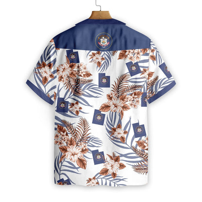 Utah Proud On White Background Pattern Hawaiian Shirt, Hwaiian For Gift