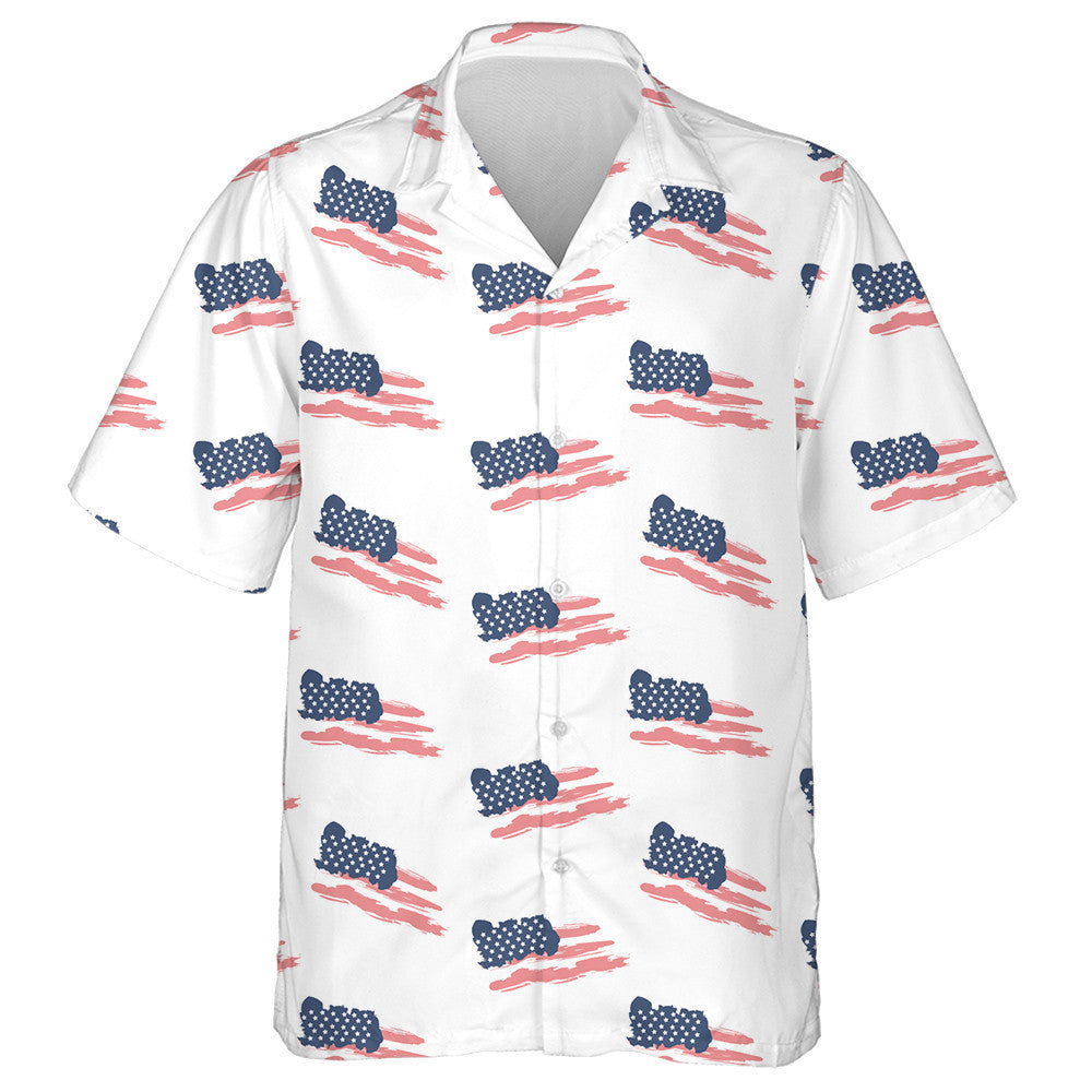 Watercolor Painting Patriotic Flag Of USA On White Background Hawaiian Shirt, Hawaiian Shirt Gift, Christmas Gift