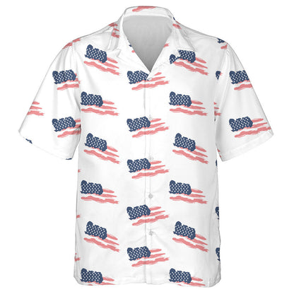 Watercolor Painting Patriotic Flag Of USA On White Background Hawaiian Shirt, Hawaiian Shirt Gift, Christmas Gift