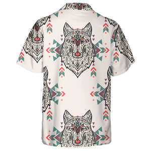 Grunge Colorful With Tribal Style Wolf Hawaiian Shirt,Hawaiian Shirt Gift, Christmas Gift