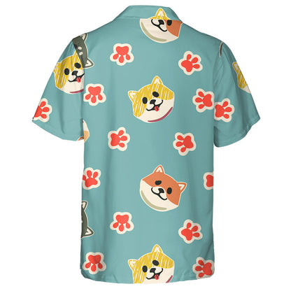 Cartoon Japanese Shiba Inu Dog Isolated Background Hawaiian Shirt, Hawaiian Shirt Gift, Christmas Gift