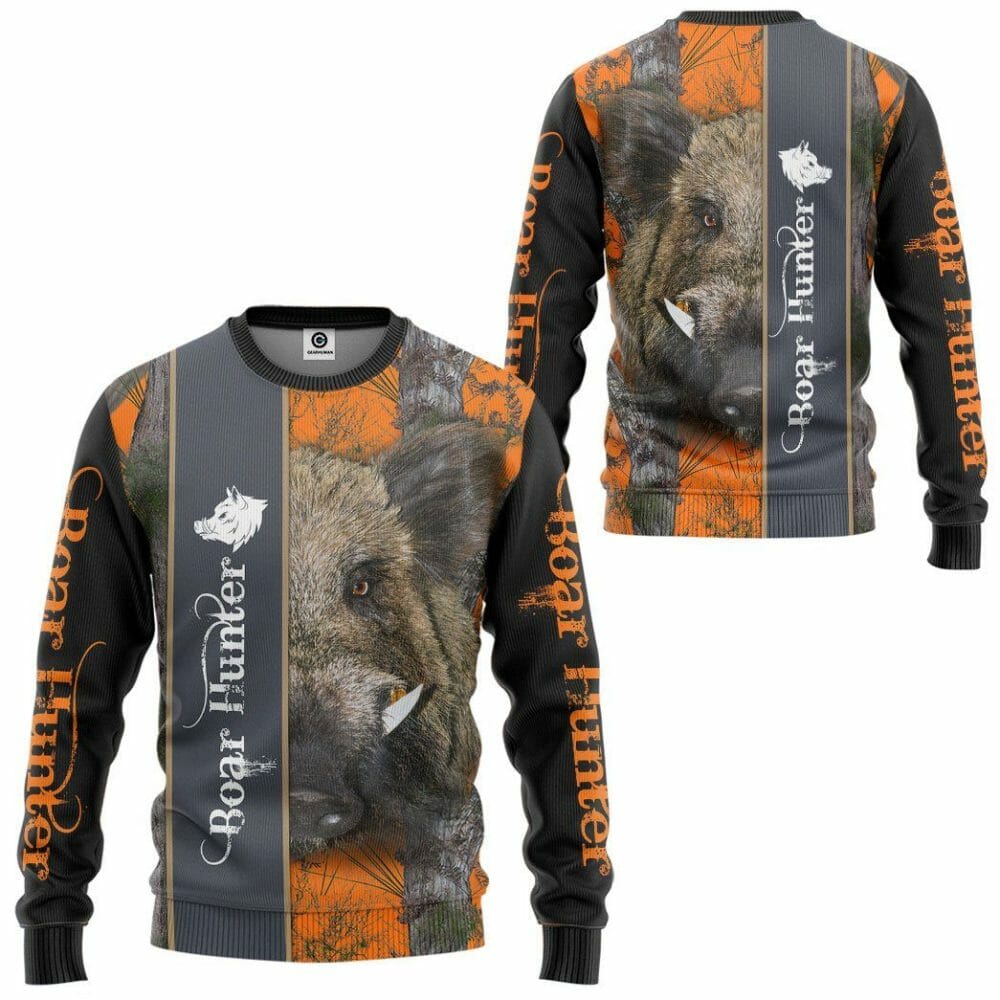 3D Wildschweinjäger Custom T-Shirt Hoodie Bekleidung