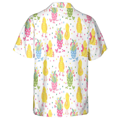 Cute Chickens And Colorful Eggs Shell With Flowers Hawaiian Shirt, Hawaiian Shirt Gift, Christmas Gift