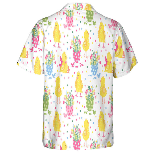Cute Chickens And Colorful Eggs Shell With Flowers Hawaiian Shirt, Hawaiian Shirt Gift, Christmas Gift