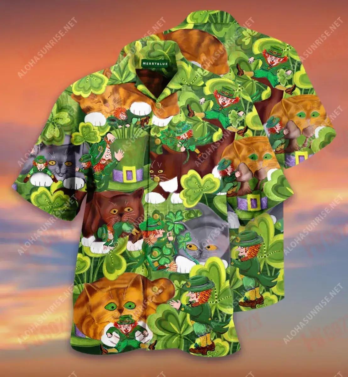 I Found You Leprechauns Meow Hawaiian Shirt Ocean Short Sleeve Custom Hawaiian Shirts Hawaiian Shirt Pattern, Hawaiian Shirt Gift, Christmas Gift