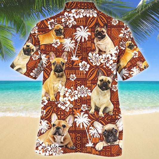 Lovely French Bulldog Dog Lovers Red Tribal Pattern Hawaiian Shirt, Hawaiian Shirt Gift, Christmas Gift