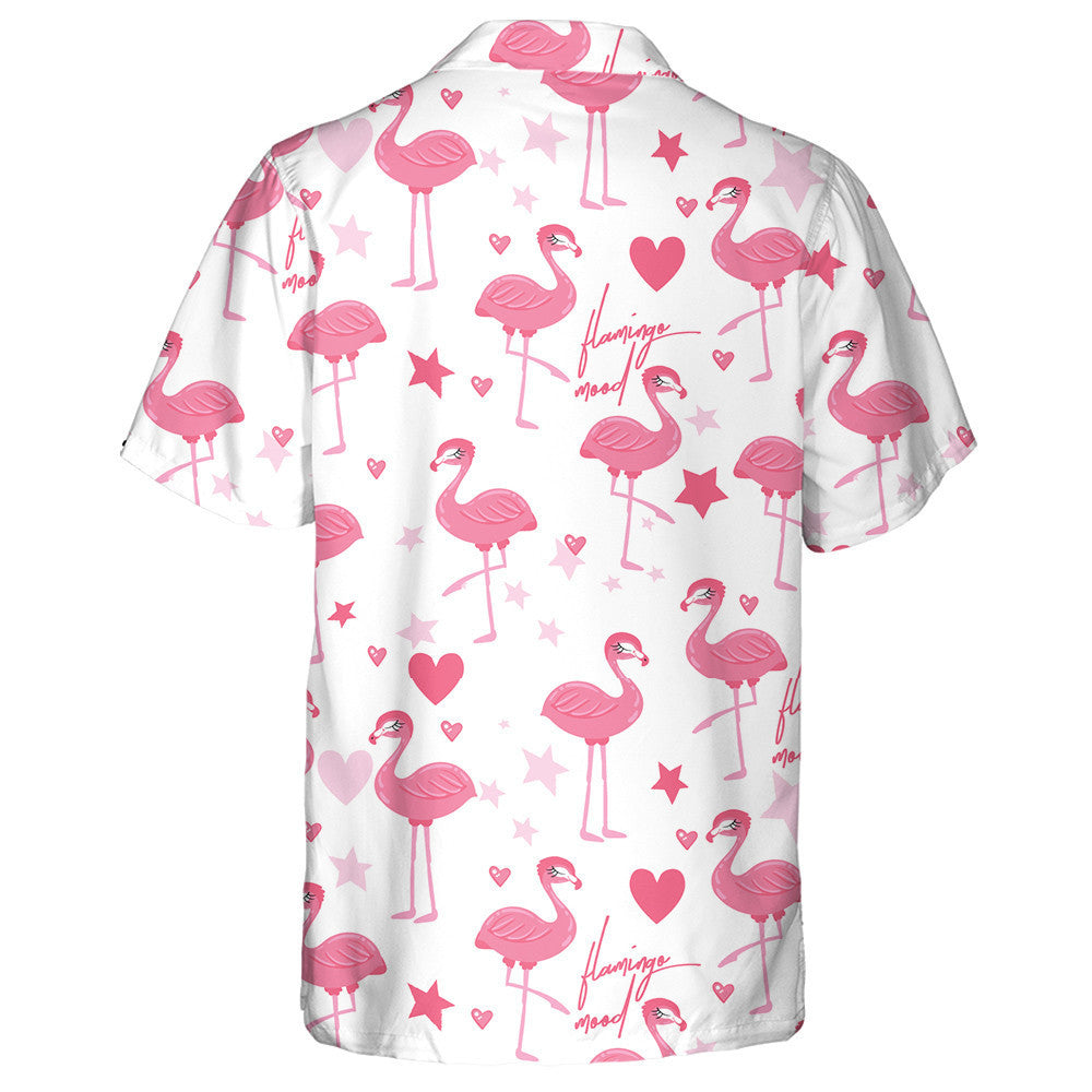 Cute Flamingo Sleeping With Pink Stars And Hearts Hawaiian Shirt, Hawaiian Shirt Gift, Christmas Gift