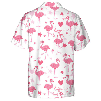 Cute Flamingo Sleeping With Pink Stars And Hearts Hawaiian Shirt, Hawaiian Shirt Gift, Christmas Gift
