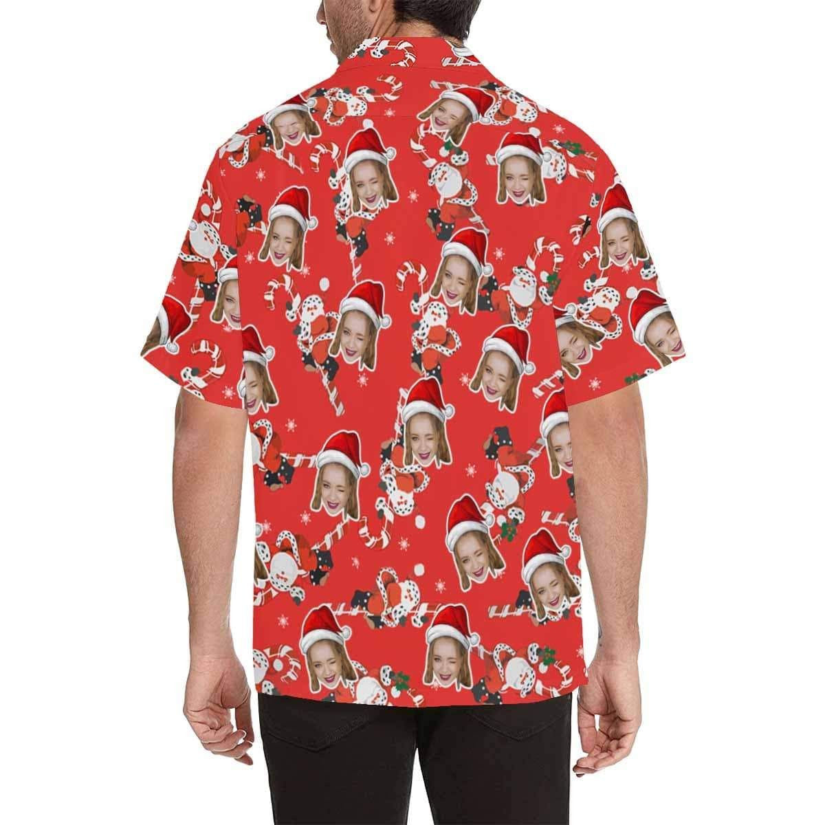 Custom Face Snowman Men's All Over Print Hawaiian Shirt, Hawaiian Shirt Gift, Christmas Gift