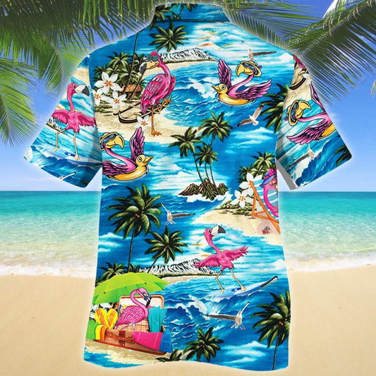 Pretty Flamingo Lovers Beach Vibe Summer Vacation Pattern Hawaiian Shirt, Hawaiian Shirt Gift, Christmas Gift