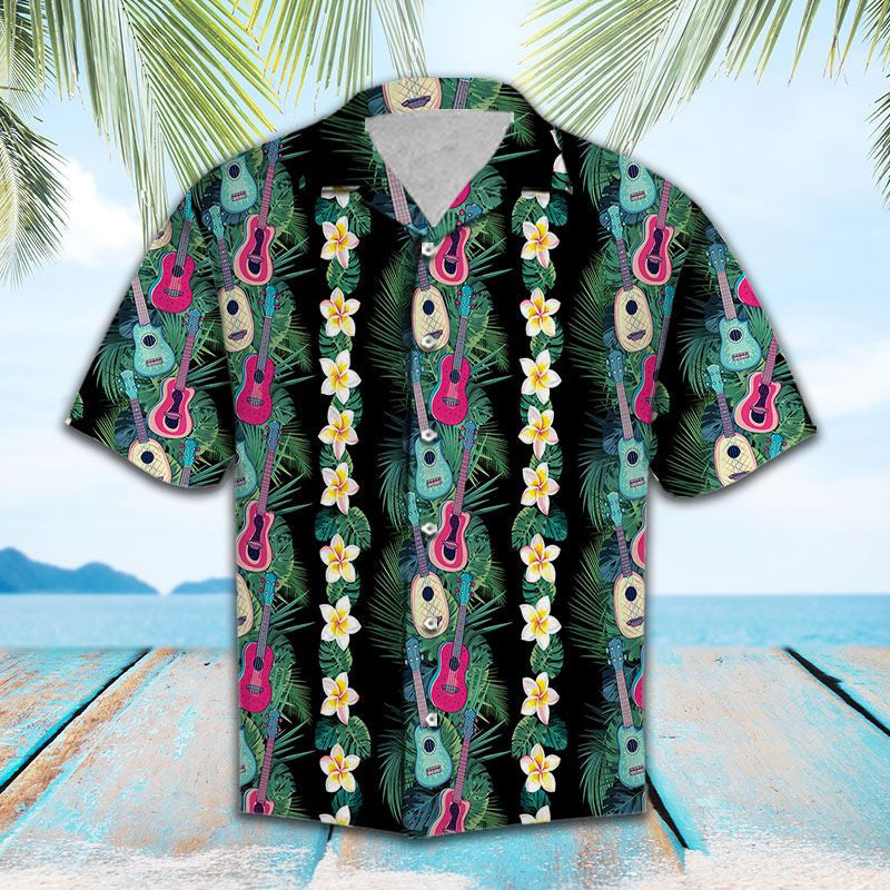 Hawaiian Shirt Holiday Gifts Amazing Guitar With Hibiscus Plant Pattern, Hawaiian Shirt Gift, Christmas Gift