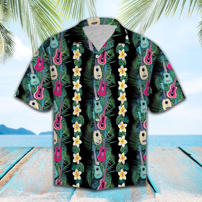 Hawaiian Shirt Holiday Gifts Amazing Guitar With Hibiscus Plant Pattern, Hawaiian Shirt Gift, Christmas Gift