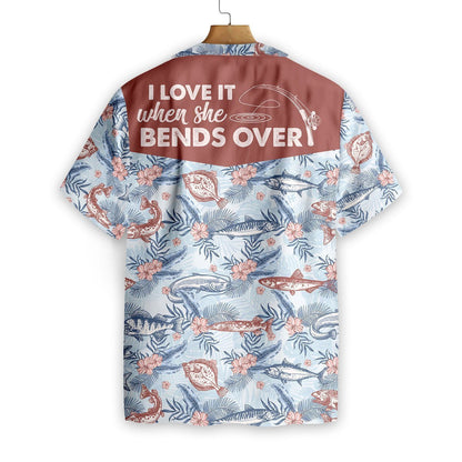 Love It When She Bends Over Fishing Pattern Hawaiian Shirt, Hawaiian Shirt Gift, Christmas Gift