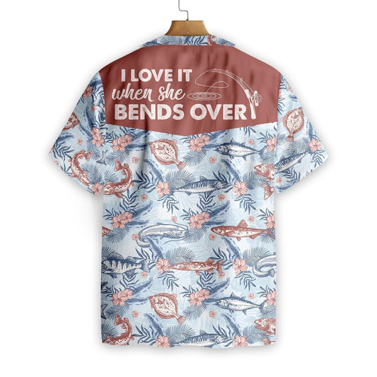 Love It When She Bends Over Fishing Pattern Hawaiian Shirt, Hawaiian Shirt Gift, Christmas Gift