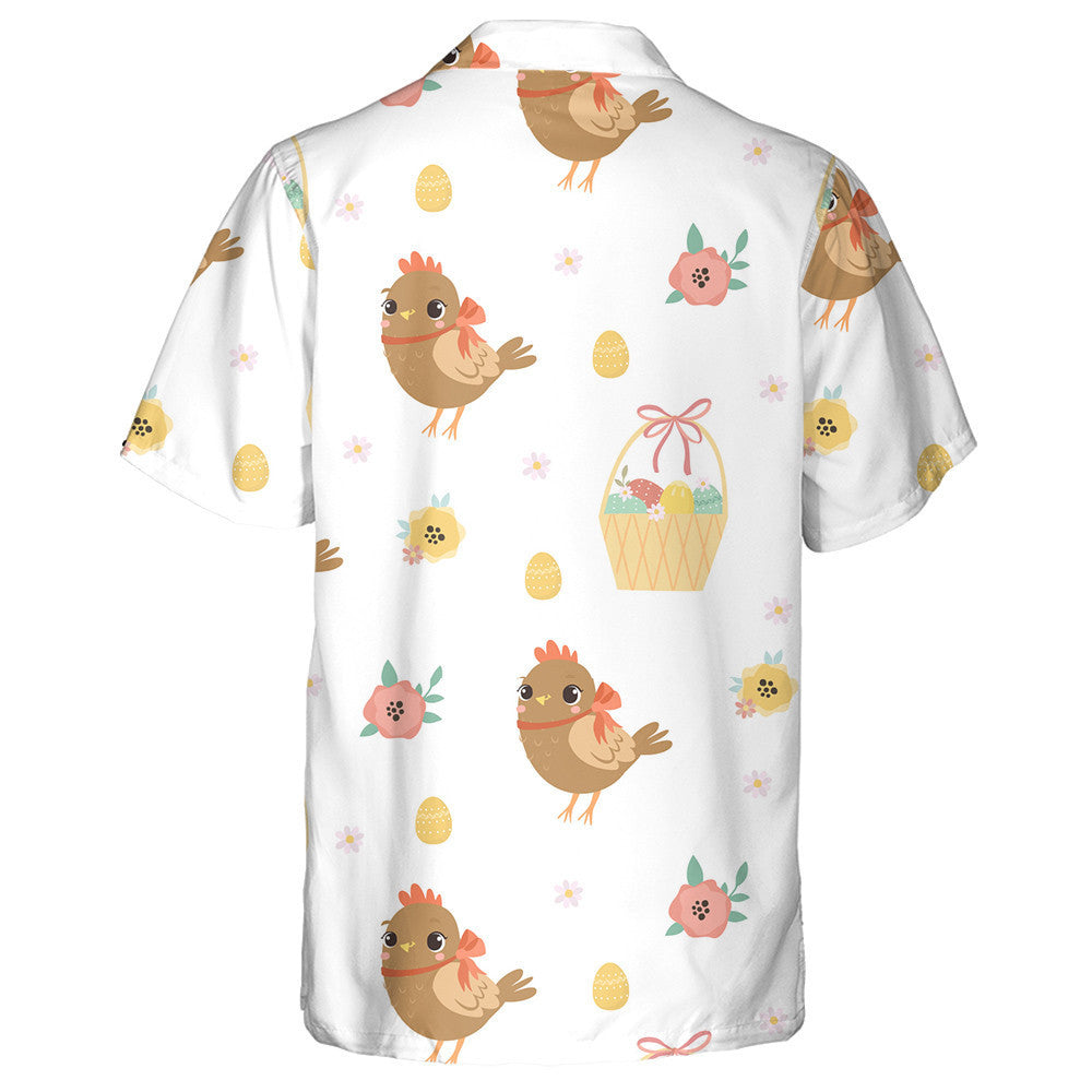 Cute Chicken With Bow Tie And Eggs Flower Hawaiian Shirt, Hawaiian Shirt Gift, Christmas Gift