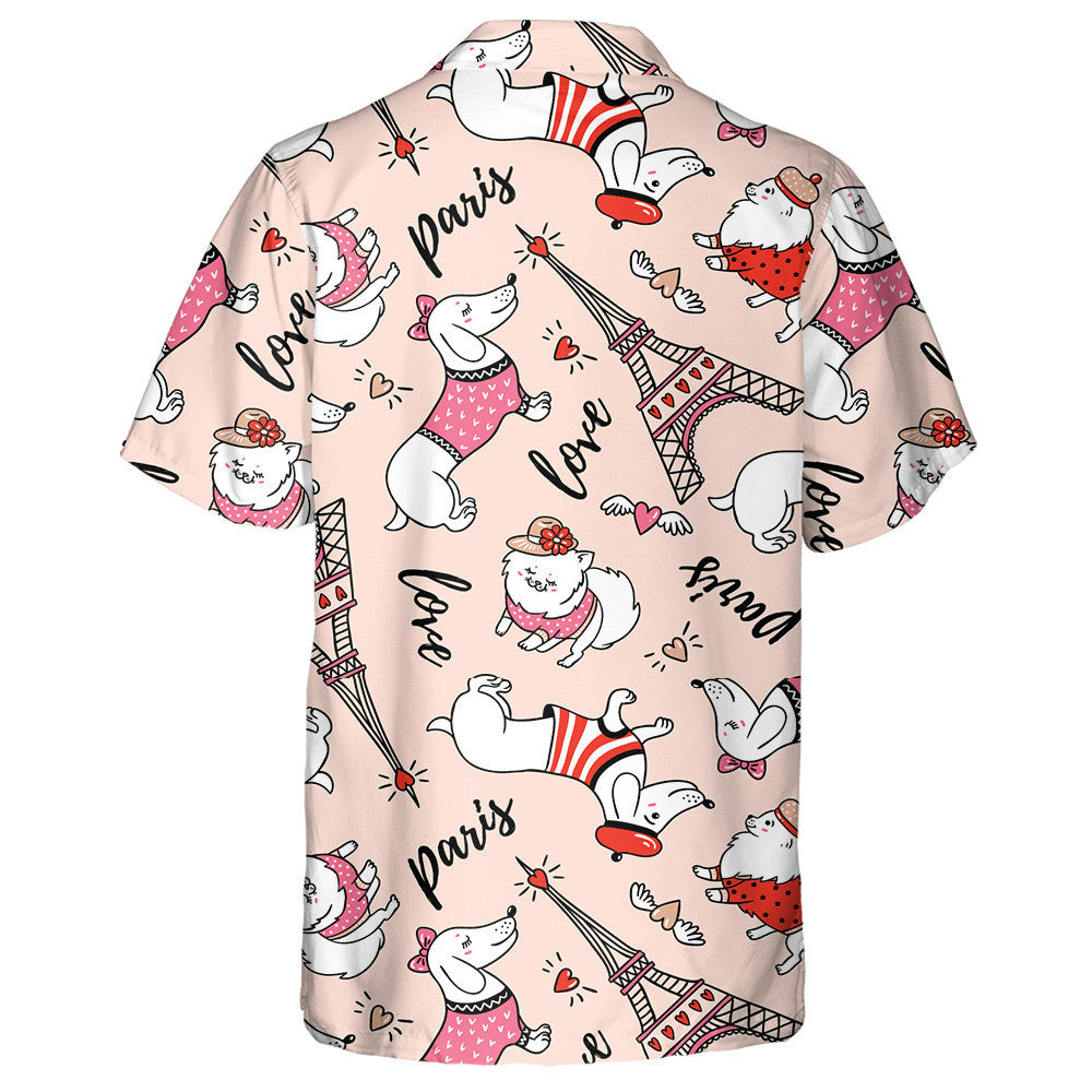 French Style Dog On Pink Background Hawaiian Shirt,Hawaiian Shirt Gift, Christmas Gift