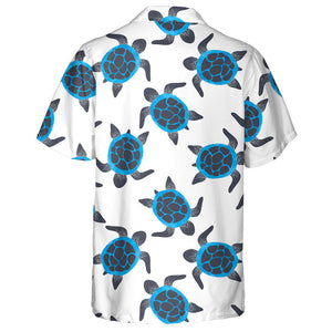 White Dotted Background With Green Turtles Hawaiian Shirt, Hwaiian For Gift