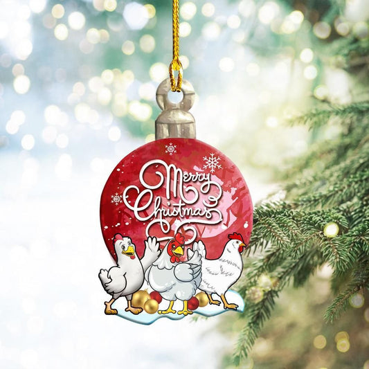 Chicken Christmas Ball Shape Ornament, Happy Christmas Ornament, Christmas Gift, Christmas Decoration