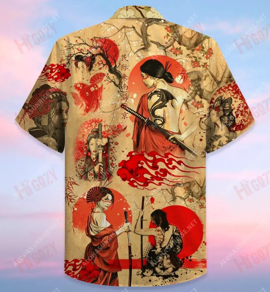 Samurai Girl Unisex Short Sleeve Shirt Hobbies Hawaiian T Shirts Best Hawaiian Shirts Hawaiian Shirt Pattern, Hawaiian Shirt Gift, Christmas Gift