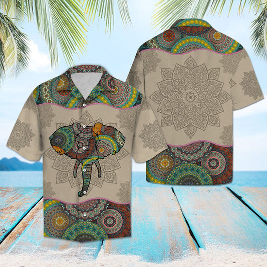 Head Of Elephant Mandala Style Flower Patchwork Hawaiian Shirt, Hawaiian Shirt Gift, Christmas Gift