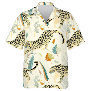 Wild African Two Leopards On Light Cream Background Hawaiian Shirt, Hawaiian Shirt Gift, Christmas Gift