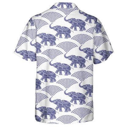 Happy Dark Blue Elephant With Fountain Water Drops Hawaiian Shirt, Hawaiian Shirt Gift, Christmas Gift
