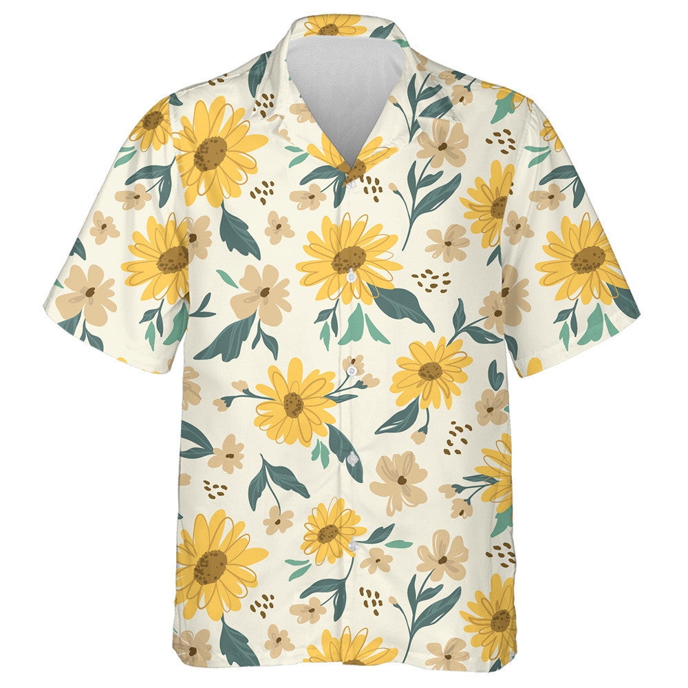 Perfect Ornament Yellow Daisy On Off White Background Hawaiian Shirt, Hawaiian Shirt Gift, Christmas Gift