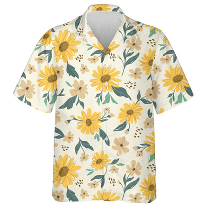 Perfect Ornament Yellow Daisy On Off White Background Hawaiian Shirt, Hawaiian Shirt Gift, Christmas Gift