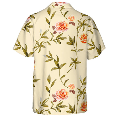 Trendy Floral Background With Yellow Orange Roses Flowers Hawaiian Shirt, Hawaiian Shirt Gift, Christmas Gift