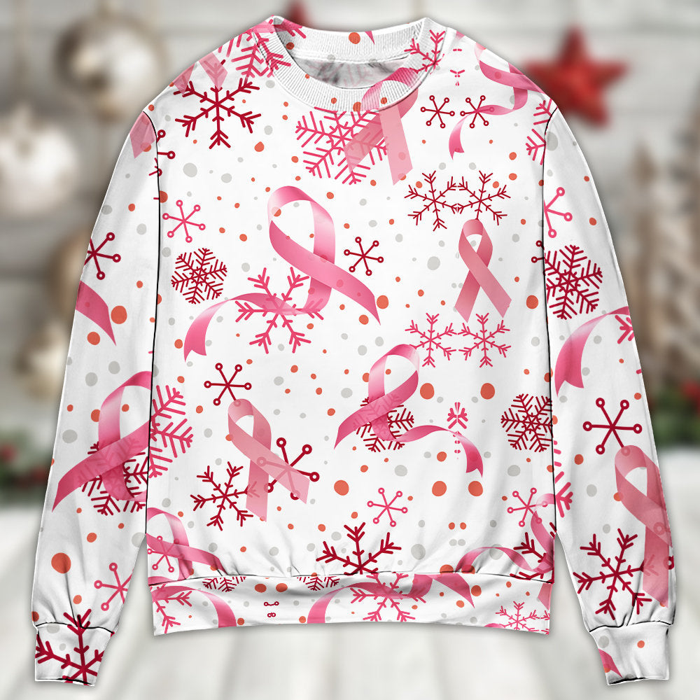 Breast Cancer Pink Ribbon Merry Christmas Ugly Christmas Sweater, Christmas Ugly Sweater, Christmas Gift, Gift Christmas 2024