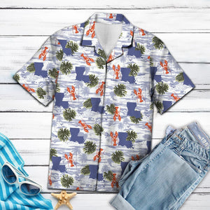 Louisiana Map With Palm Trees Summer Hawaiian Shirt, Hawaiian For Gift