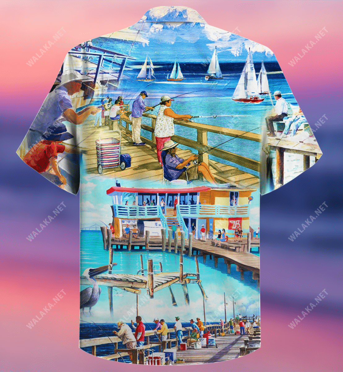 Fishing Pier Unisex Hawaiian Shirt_ Hawaiian Shirt Gift, Christmas Gift