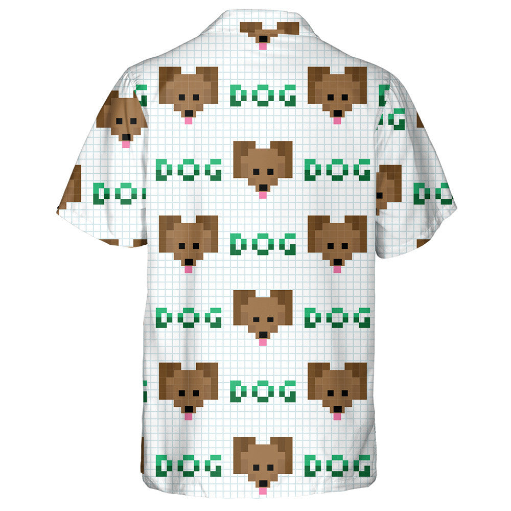 Brown Pixel Face Of Beagle On Check Background Hawaiian Shirt, Hawaiian Shirt Gift, Christmas Gift