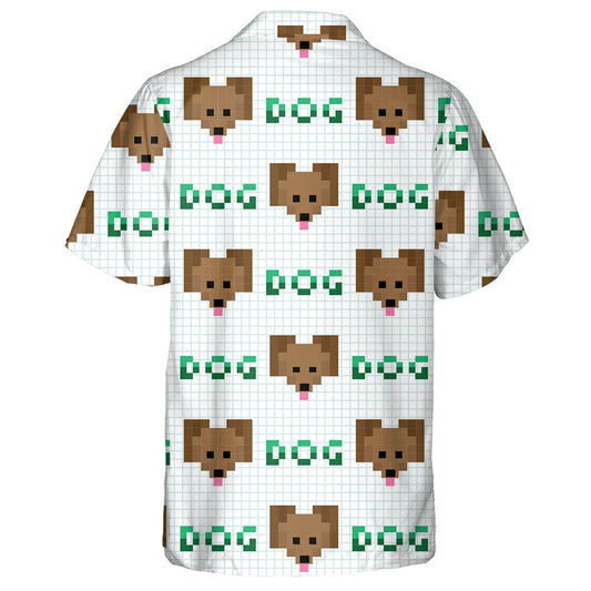 Brown Pixel Face Of Beagle On Check Background Hawaiian Shirt, Hawaiian Shirt Gift, Christmas Gift