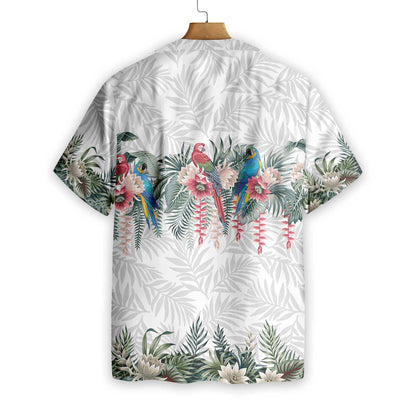Vintage Botanical Lotus And Macaw Parrot Design Hawaiian Shirt, Hawaiian Shirt Gift, Christmas Gift