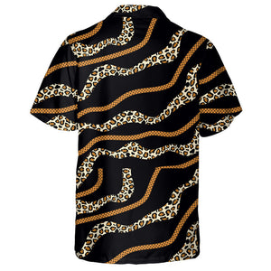 Abstract Leopard Skin With Wavy On Black Hawaiian Shirt, Hawaiian Shirt Gift, Christmas Gift