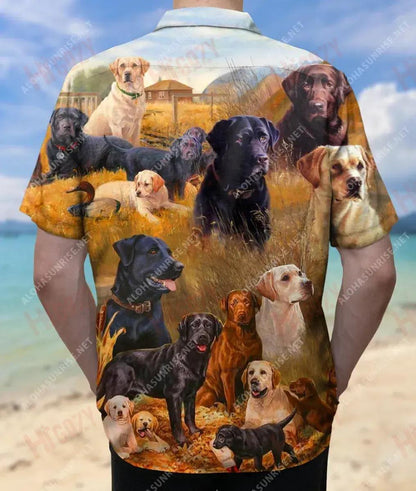 Happy Labrador Retriever Family Unisex Short Sleeve Shirt Ocean Hawaiian T Shirts Tactical Hawaiian Shirt Hawaiian Shirts For Women, Hawaiian Shirt Gift, Christmas Gift